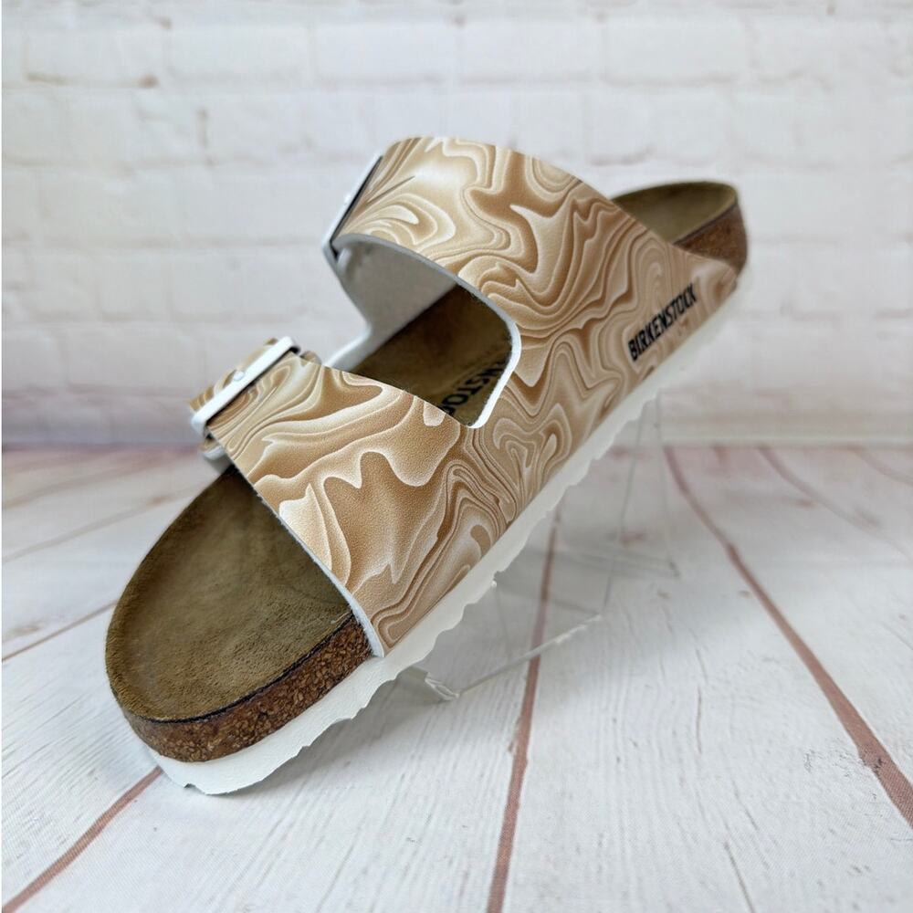 Birkenstock Arizona Birko Flor Marbletwirl Beige Tan Sandals M Size 7/W Size 9 - Picture 4 of 10